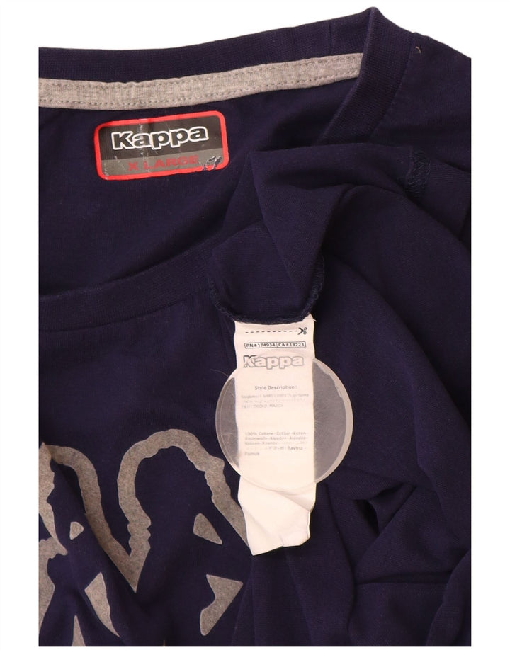 Kappa herre grafisk top langærmet XL marineblå bomuld