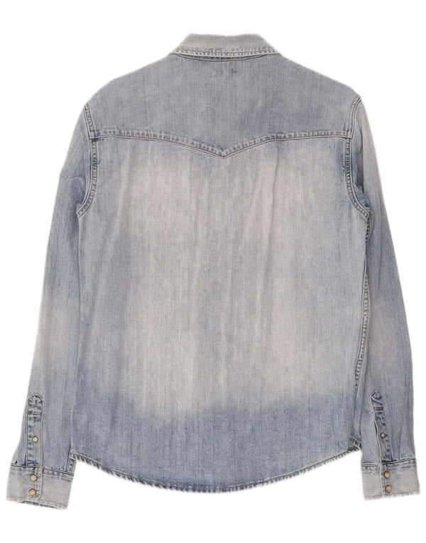 All Saints Herre Slim Fit Denim Shirt Medium Blue Bomuld