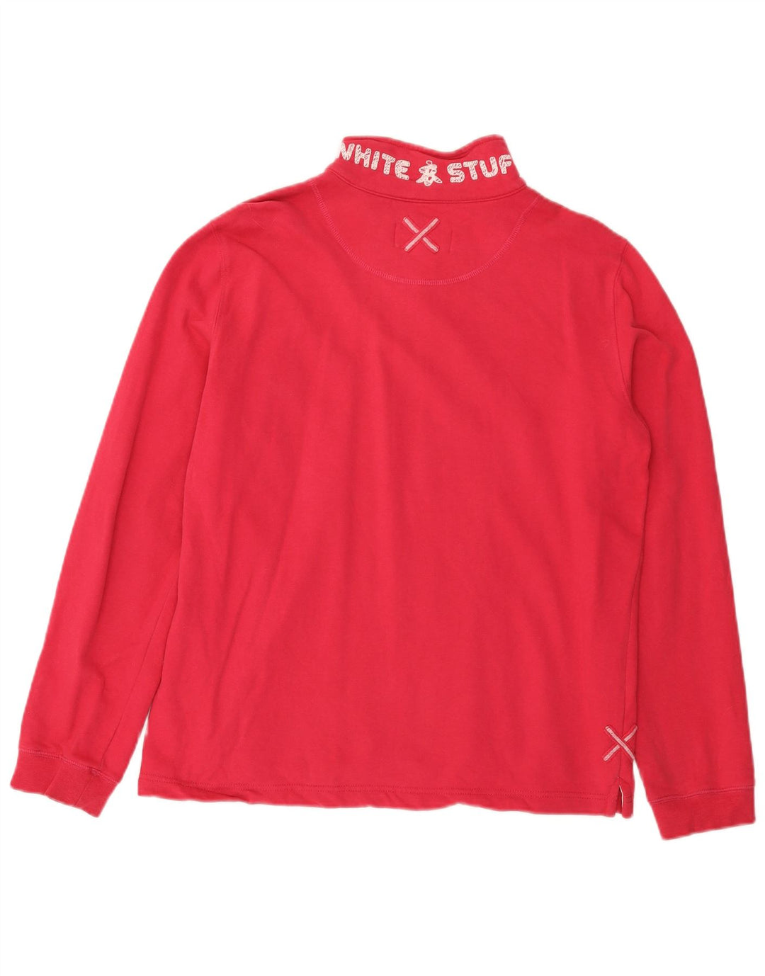 White Stuff Womens Zip Neck Sweatshirt Jumper UK 12 Medium Pink Bomuld