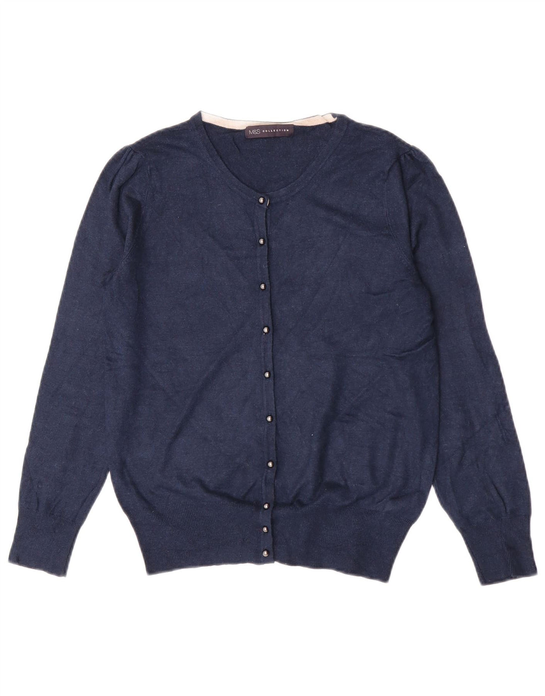 Marks & Spencer Dame Cardigan Sweater UK 12 Medium Navy Blue Viscose