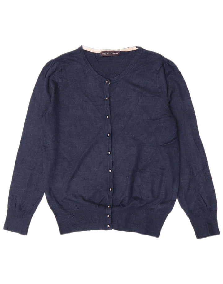 Marks & Spencer Dame Cardigan Sweater UK 12 Medium Navy Blue Viscose