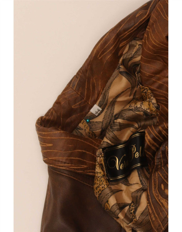 Vintage dame bomber læderjakke IT 44 Medium Brown Tie Dye Biker