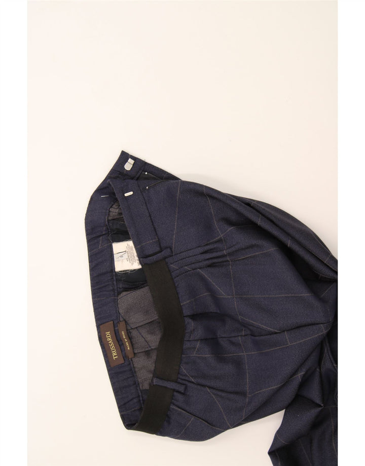TRUSSARDI Womens Suit Trousers IT 44 Medium W34 L27 Navy Blue Geometric Vintage Trussardi and Second-Hand Trussardi from Messina Hembry 