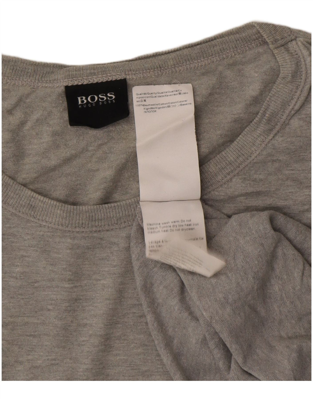 HUGO BOSS Dame T-Shirt Top UK 16 Stor Grå Bomuld