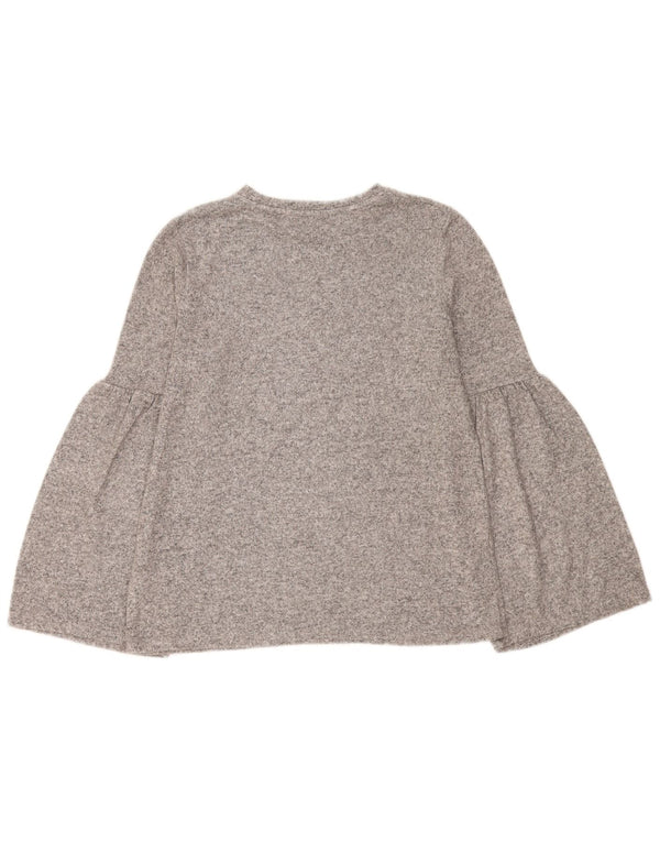 Zara Dame Trafaluc Oversized Top Langærmet UK 10 Små Grå Flecked
