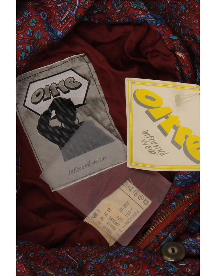 oltre Dame Hætte Oversized Bomber Jacket UK 10 Small Red Paisley