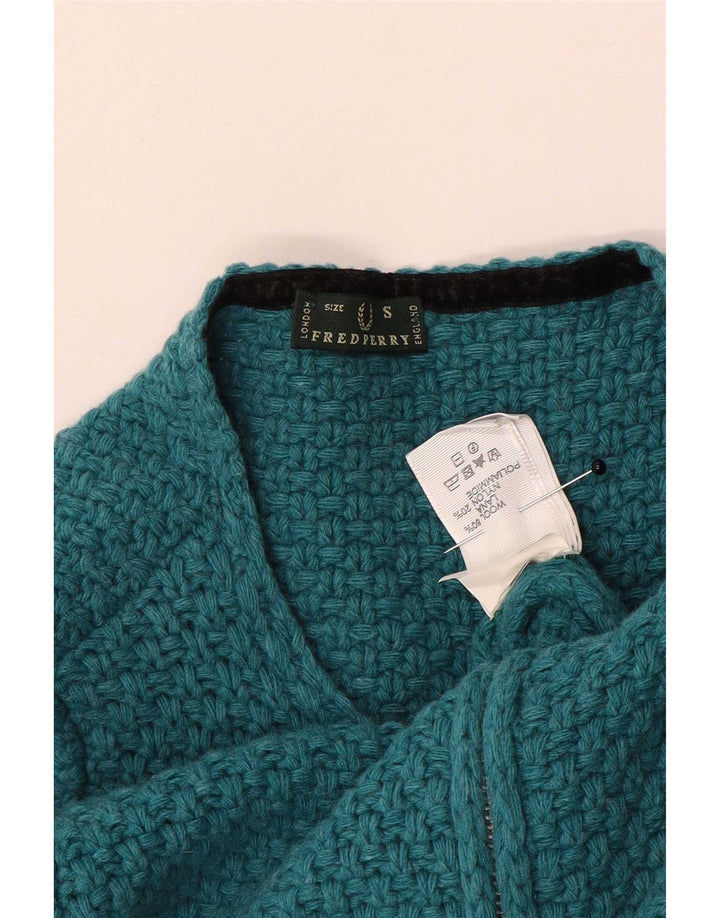 Fred Perry Womens Cardigan Sweater UK 10 Small Green Wool