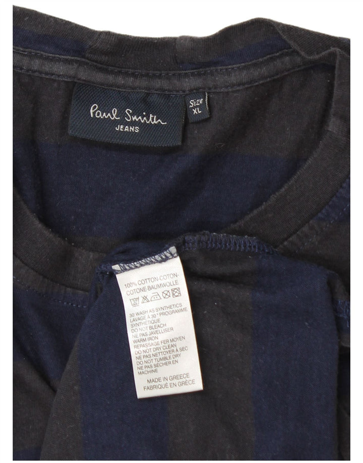 Paul Smith herre T-shirt top XL blå stribet bomuld