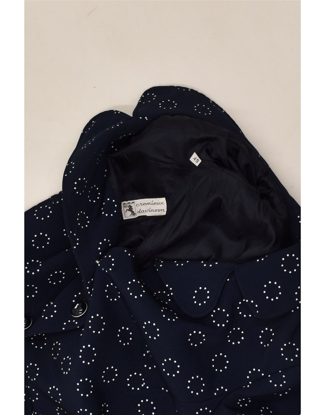 VINTAGE Womens 3 Button Crop Blazer Jacket IT 49 XL Navy Blue Spotted | Vintage Vintage | Thrift | Second-Hand Vintage | Used Clothing | Messina Hembry 