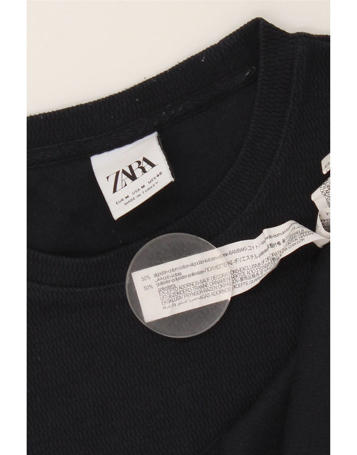 Zara Herre T-Shirt Top Medium Marineblå Bomuld