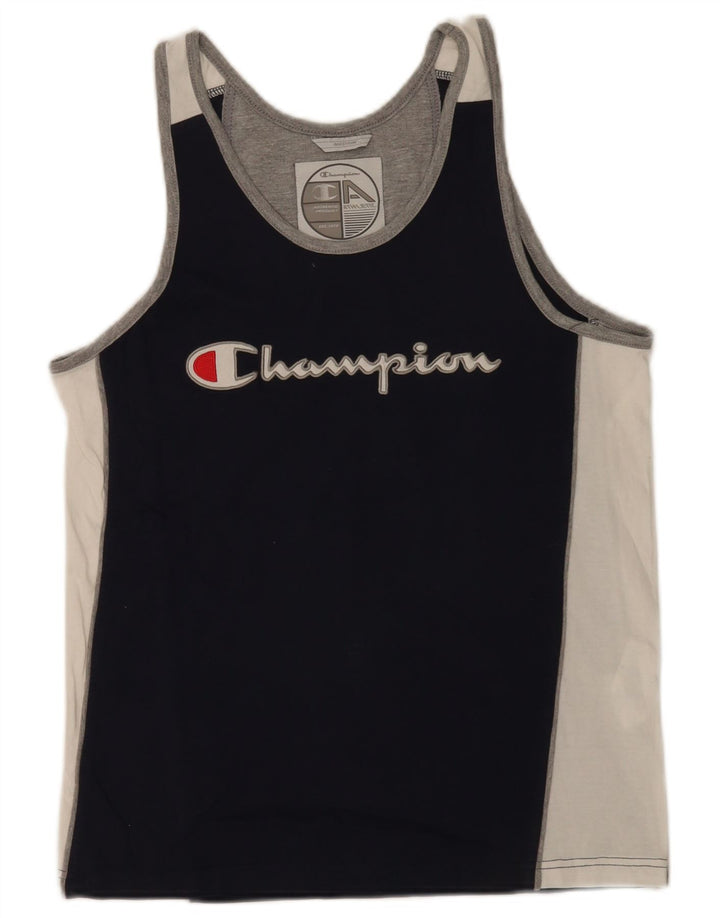 Champion Herre Grafisk Vest Top Medium Marineblå Colourblock Bomuld
