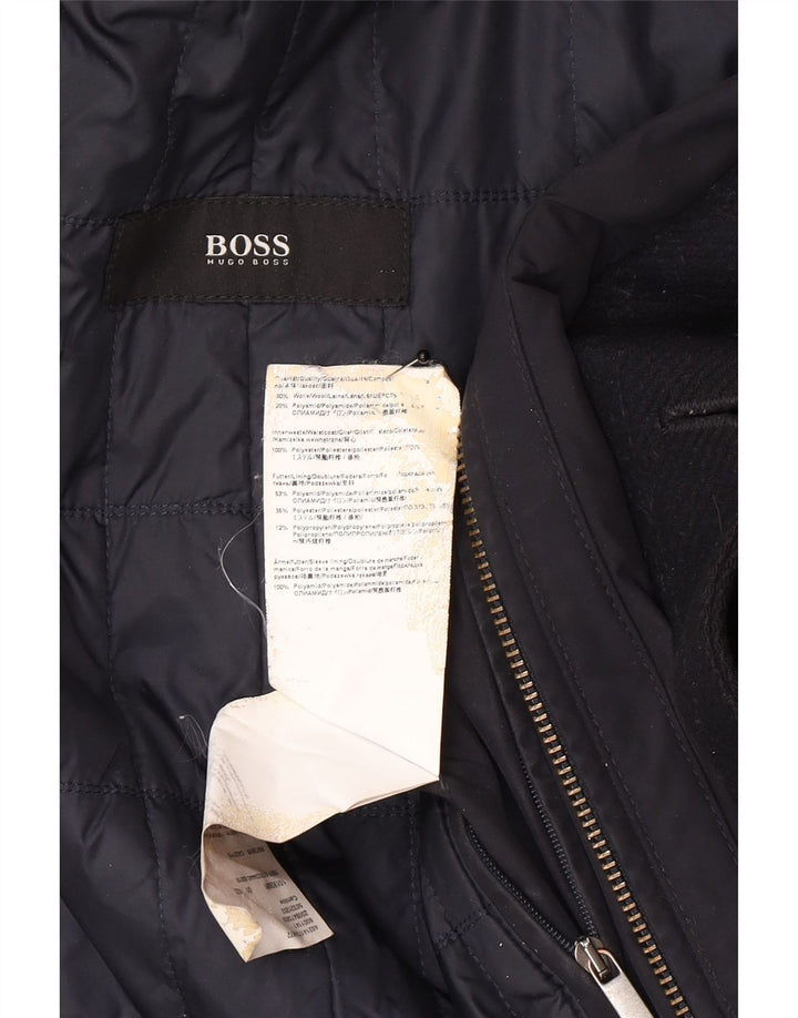Hugo Boss Herre Overfrakke EU 50 Large Navy Blue Wool