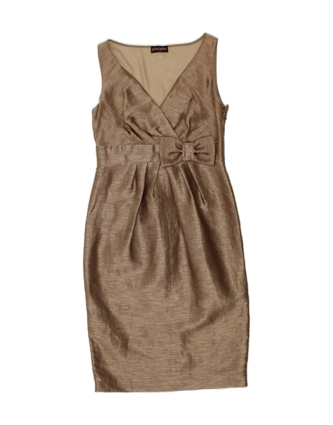 PRINCIPLES Womens Sleeveless Sheath Dress UK 8 Small Brown Linen Vintage Principles and Second-Hand Principles from Messina Hembry 