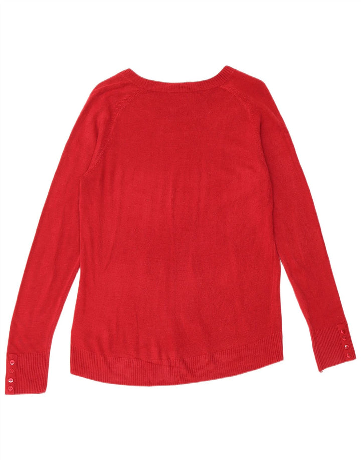 Marks & Spencer Dame Boat Neck Jumper Sweater UK 14 Medium Rød Akryl