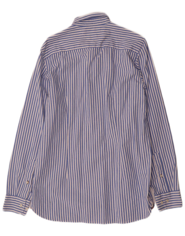 Tommy Hilfiger Mens Slim Fit Shirt Medium Blue Striped Cotton