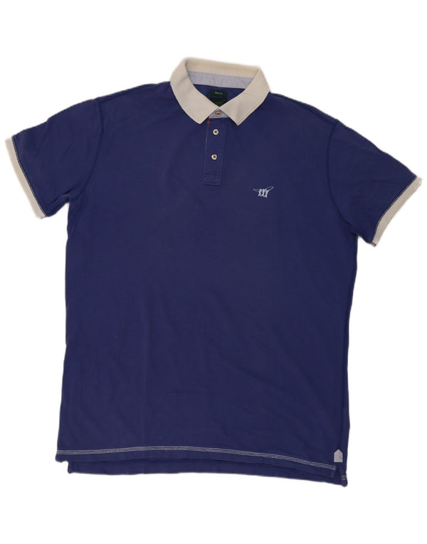 Henry Cottons Herre Slim Fit Rugby Polo Shirt 3XL Marineblå Bomuld