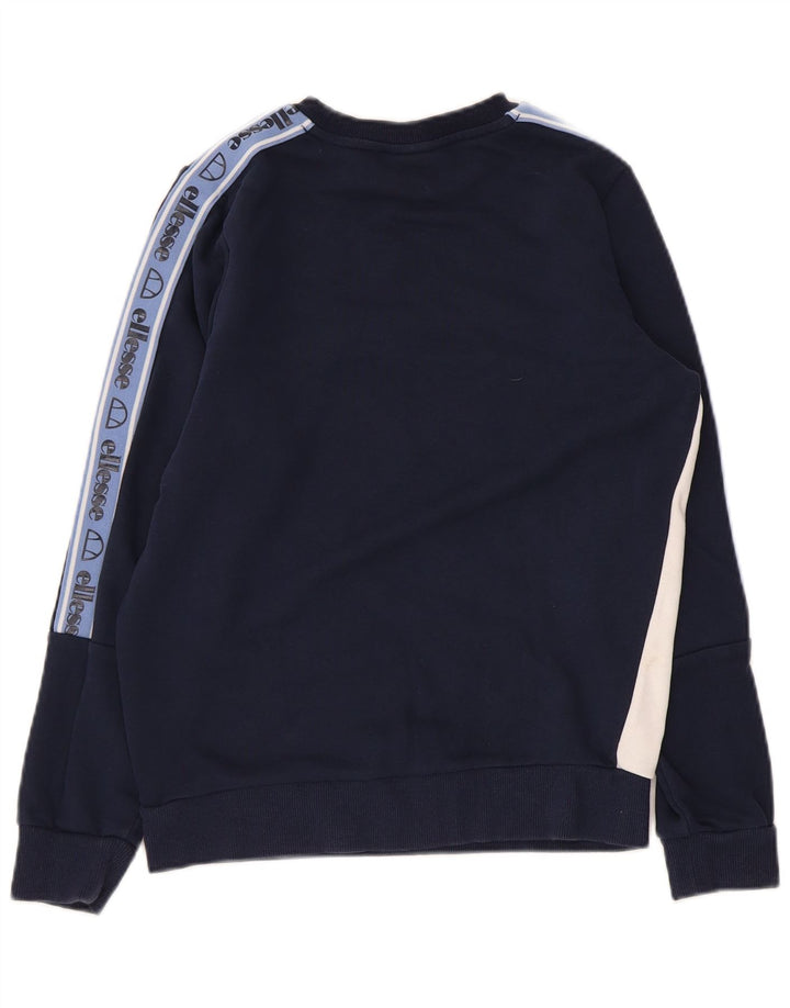 ELLESSE Boys Graphic Sweatshirt Jumper 12-13 Years Navy Blue Colourblock