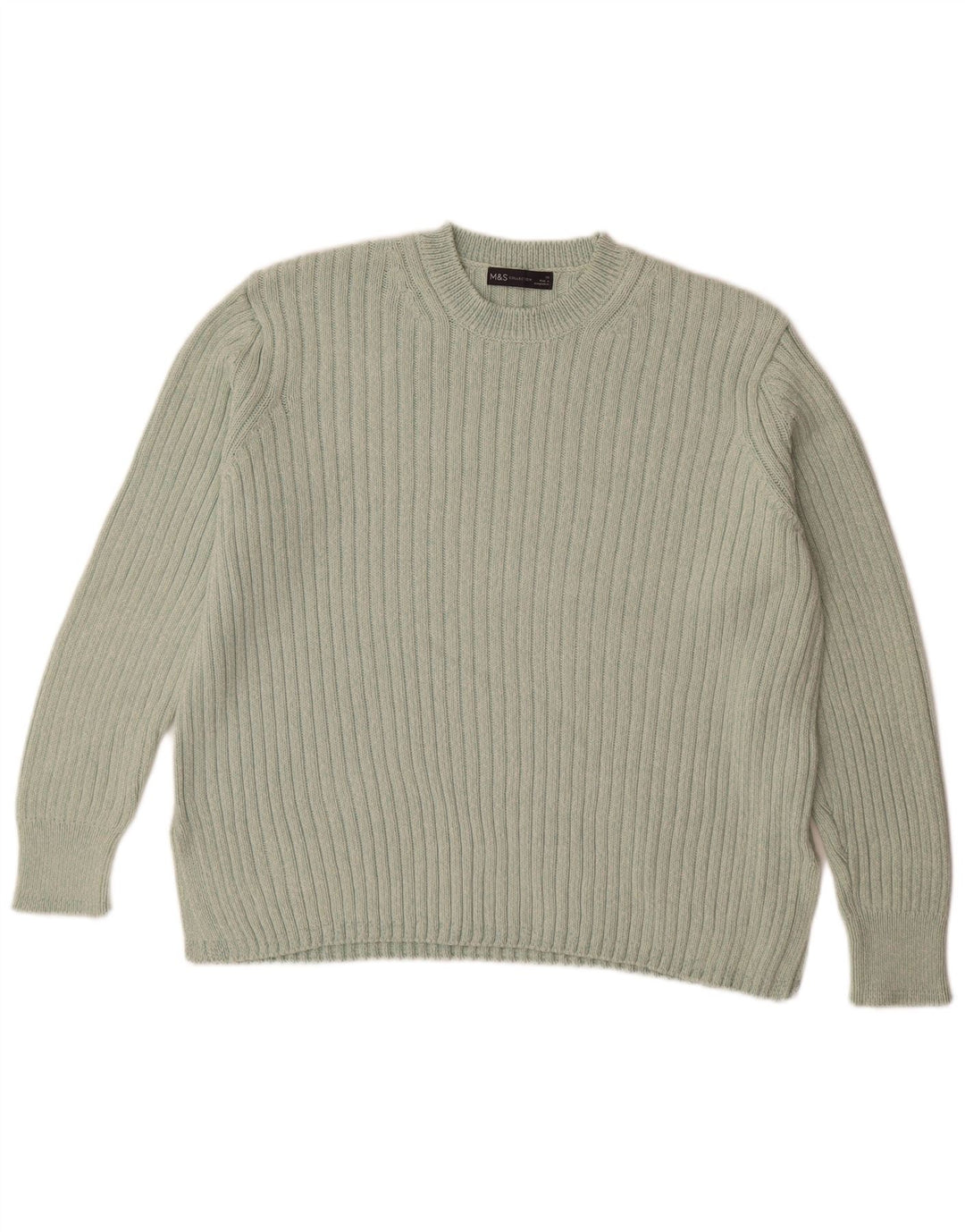MARKS & SPENCER Dame sweater med rund hals DK 20 2XL Grøn bomuld