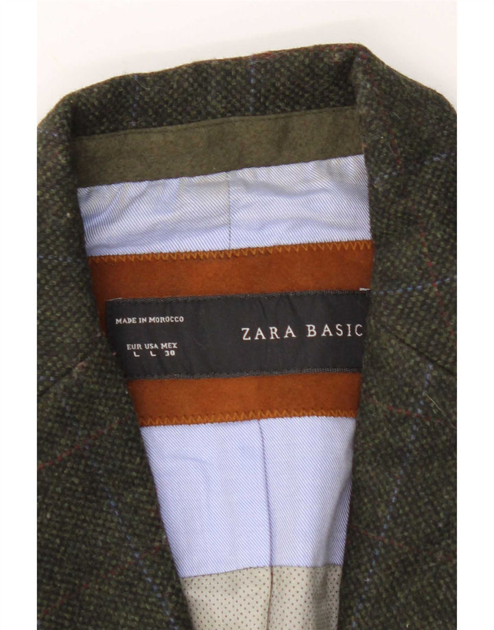 Zara Dame 1 Knap Blazer Jacket UK 14 Stor grøn ternet