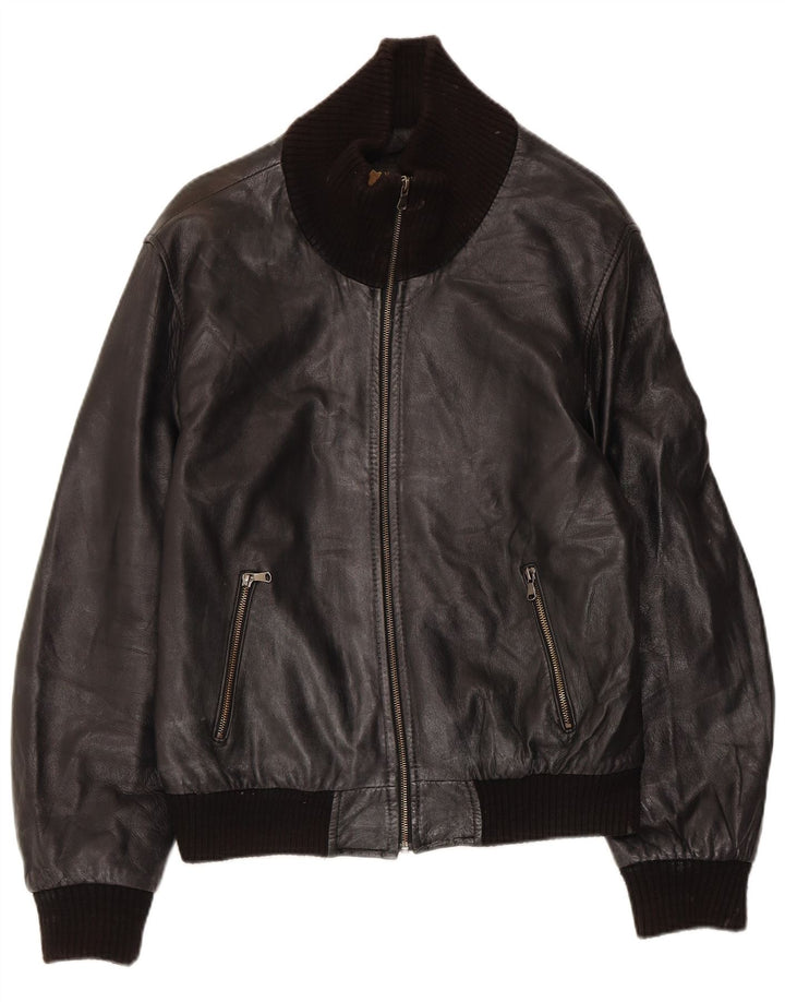 Vintage dame bomber læderjakke IT 50 Stor sort læder