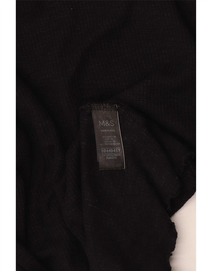 Marks & Spencer Dametop Langærmet UK 14 Medium Sort Bomuld