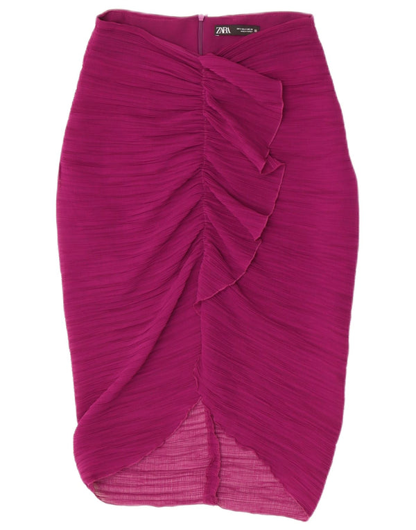 Zara Midi-nederdel med høj talje, lille W26 lilla polyester