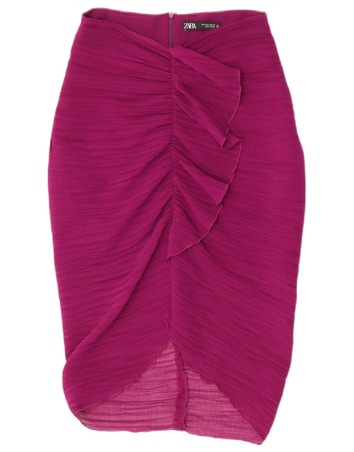 Zara Midi-nederdel med høj talje, lille W26 lilla polyester