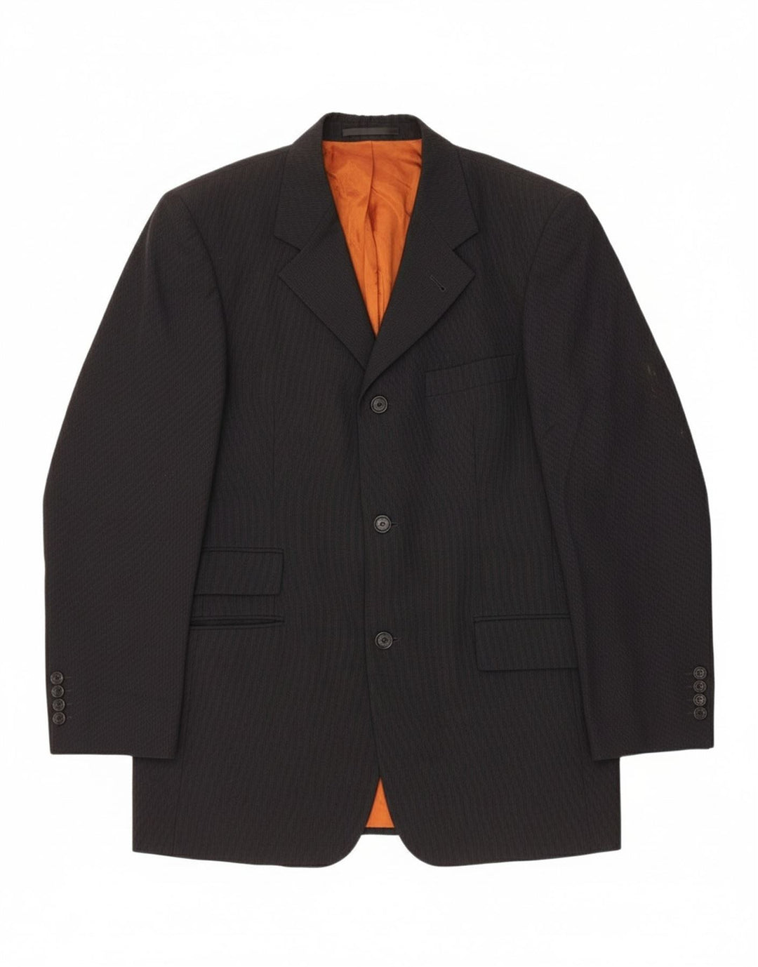 HUGO BOSS Mens 3 Button Blazer Jacket IT 48 Medium Navy Blue Pinstripe