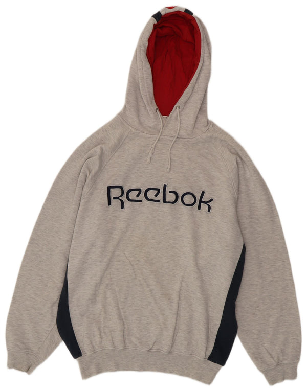 Reebok Herre grafisk hættetrøje Jumper Stor Grå Colourblock Bomuld