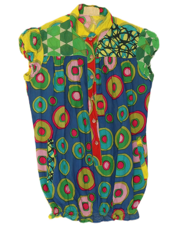 DESIGUAL Damebluse Top UK 10 Lille flerfarvet geometrisk bomuld