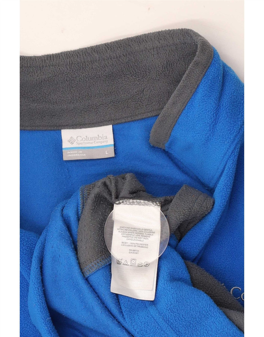 Columbia herre lynlås hals fleece jumper stor blå farveblok polyester