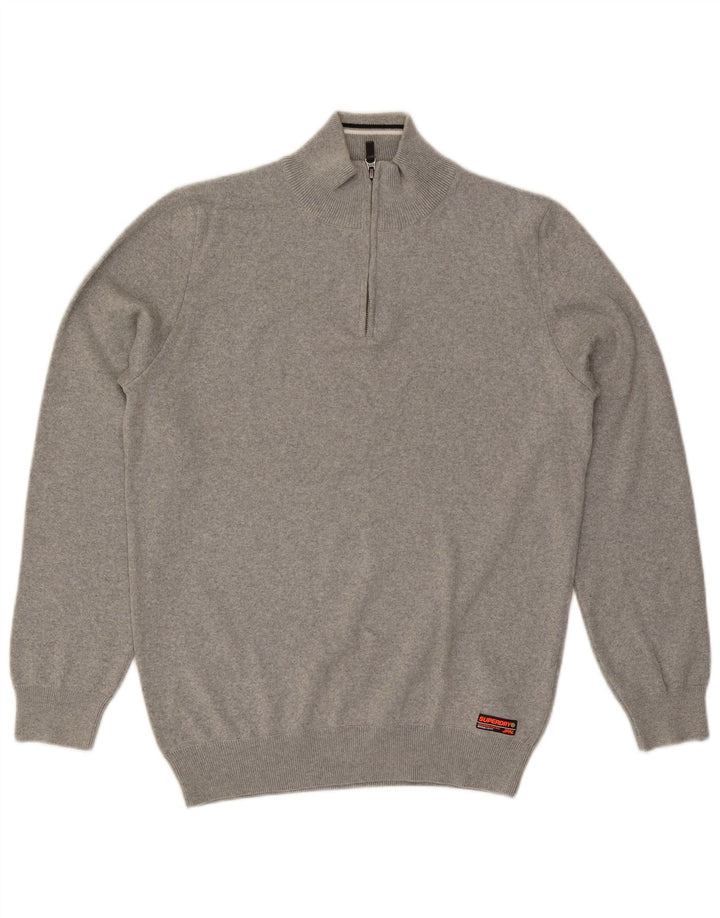SUPERDRY sweater med lynlås til mænd XL Grå bomuld
