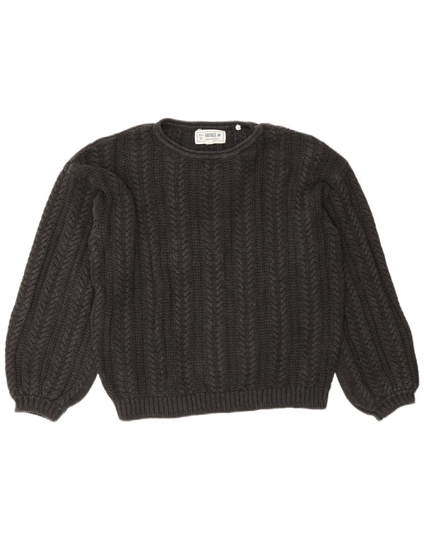 Fat Face Womens Crop Oversized Crew Neck Jumper Sweater UK 10 Small Grey