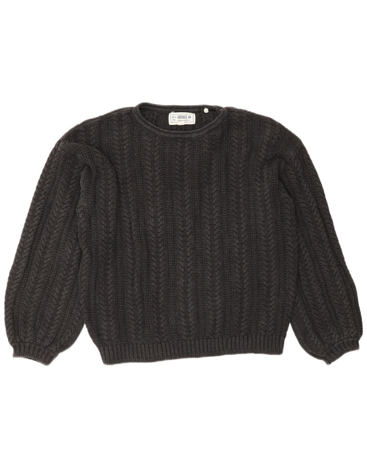 Fat Face Womens Crop Oversized Crew Neck Jumper Sweater UK 10 Small Grey