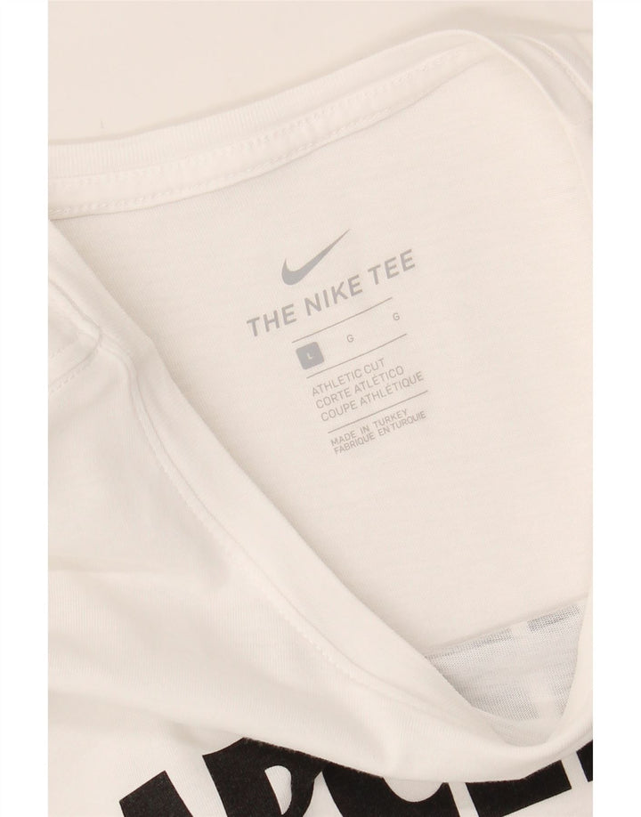 NIKE Womens Athletic Cut Graphic T-Shirt Top UK 16 Large White Vintage Nike and Second-Hand Nike from Messina Hembry 