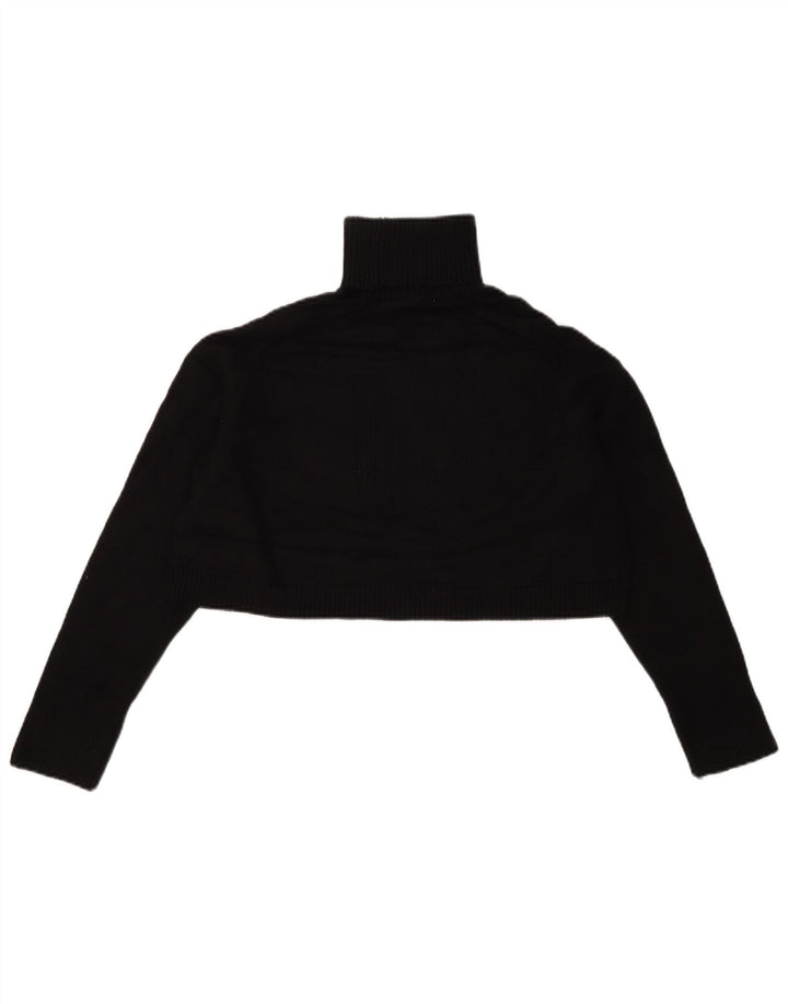 Zara Womens Crop Oversized Turtle Neck Jumper Sweater UK 10 Small Black