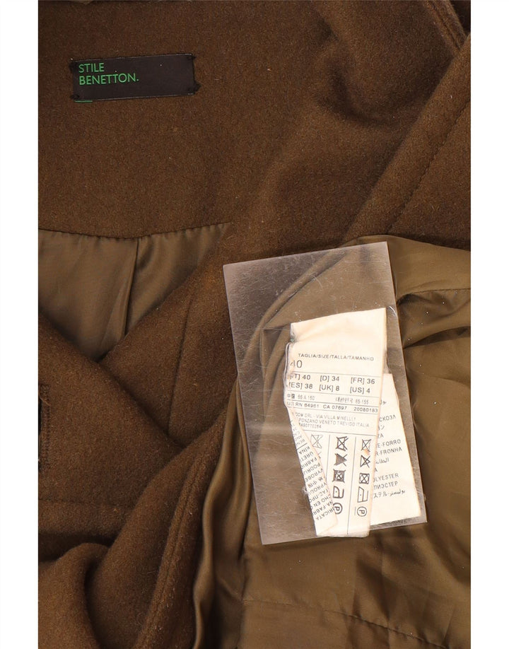 BENETTON Dameoverfrakke UK 8 Lille brun uld