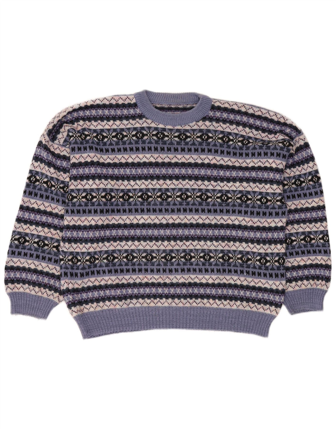 Vintage dame sweater med rund hals DK 18 XL flerfarvet Fair Isle