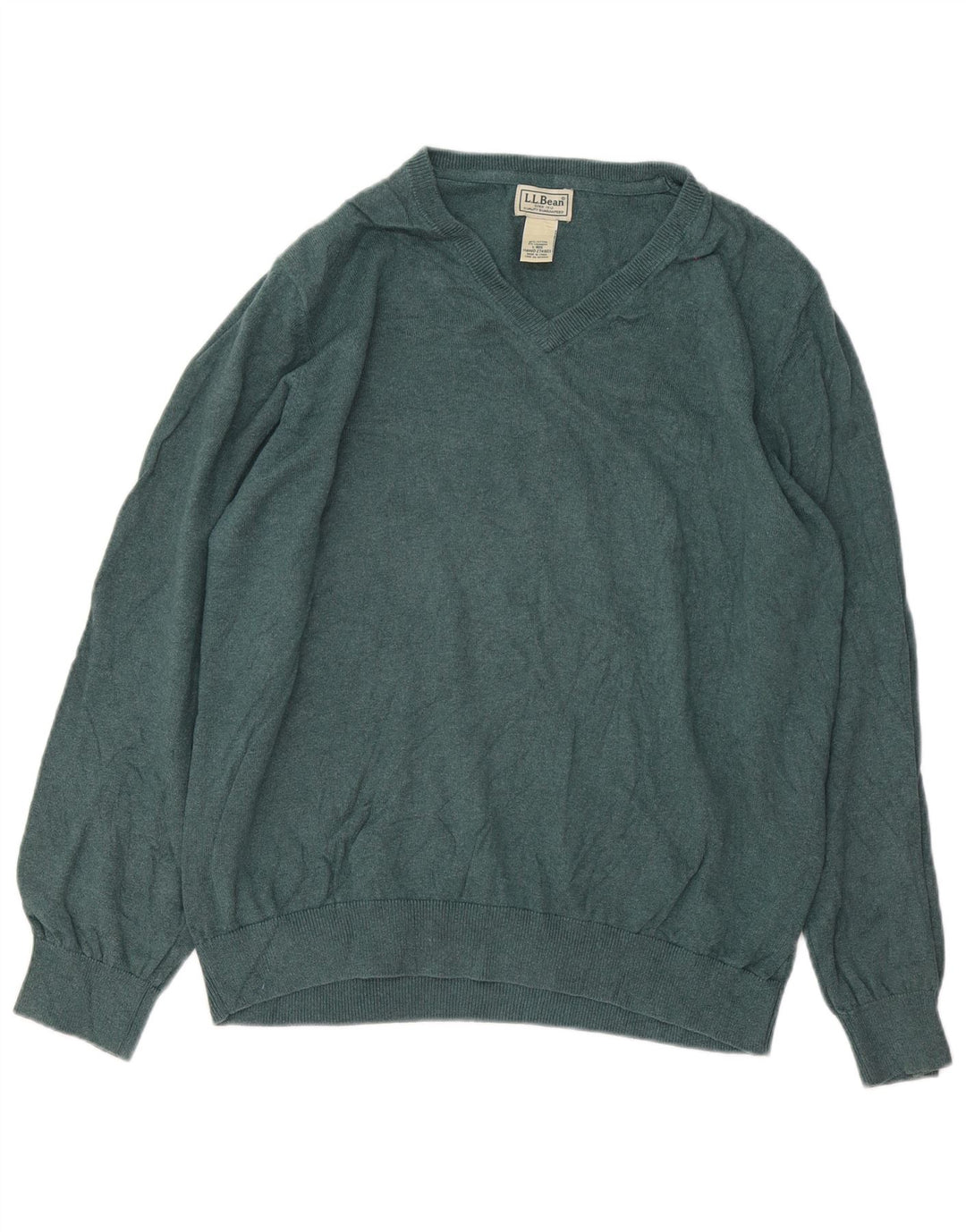 L.L.Bean Herre V-hals sweater Stor grøn bomuld