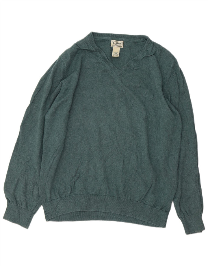 L.L.Bean Herre V-hals sweater Stor grøn bomuld
