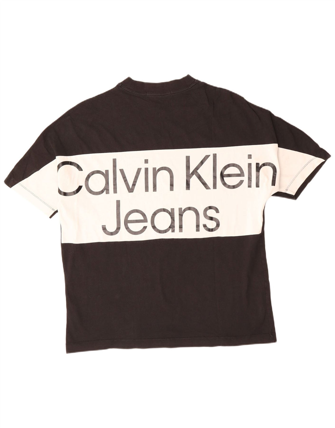 CALVIN KLEIN JEANS Herre grafisk T-shirt Top XL Sort Colourblock Bomuld
