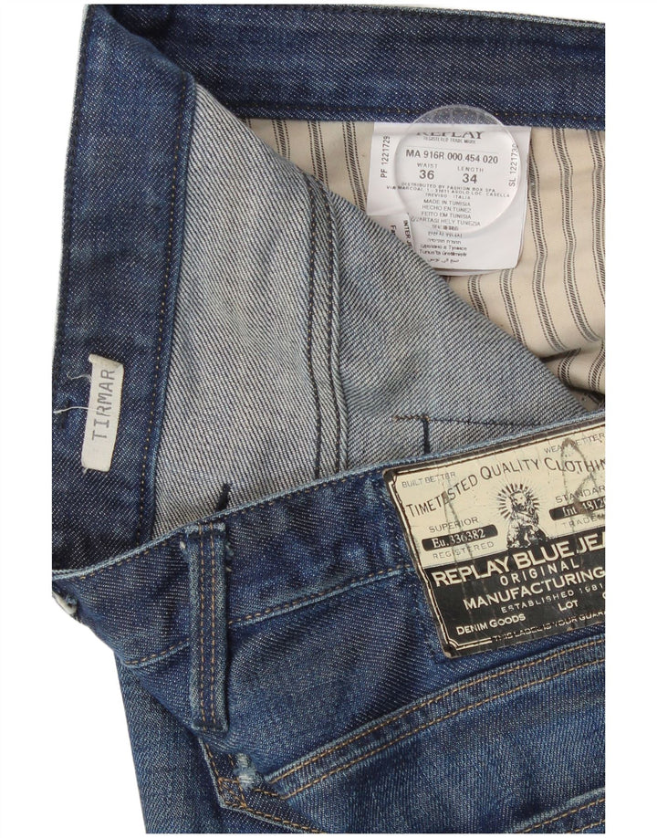 Replay Herre Tirmar Tapered Jeans W36 L34 Blå Bomuld