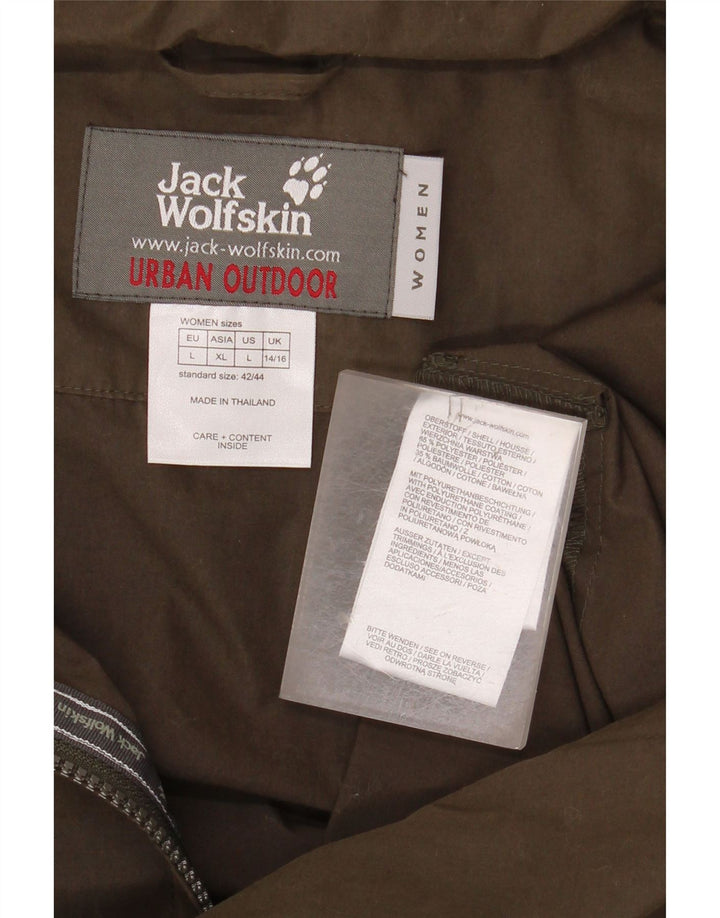 JACK WOLFSKIN Dame vindjakke UK 14/16 Stor Khaki Polyester