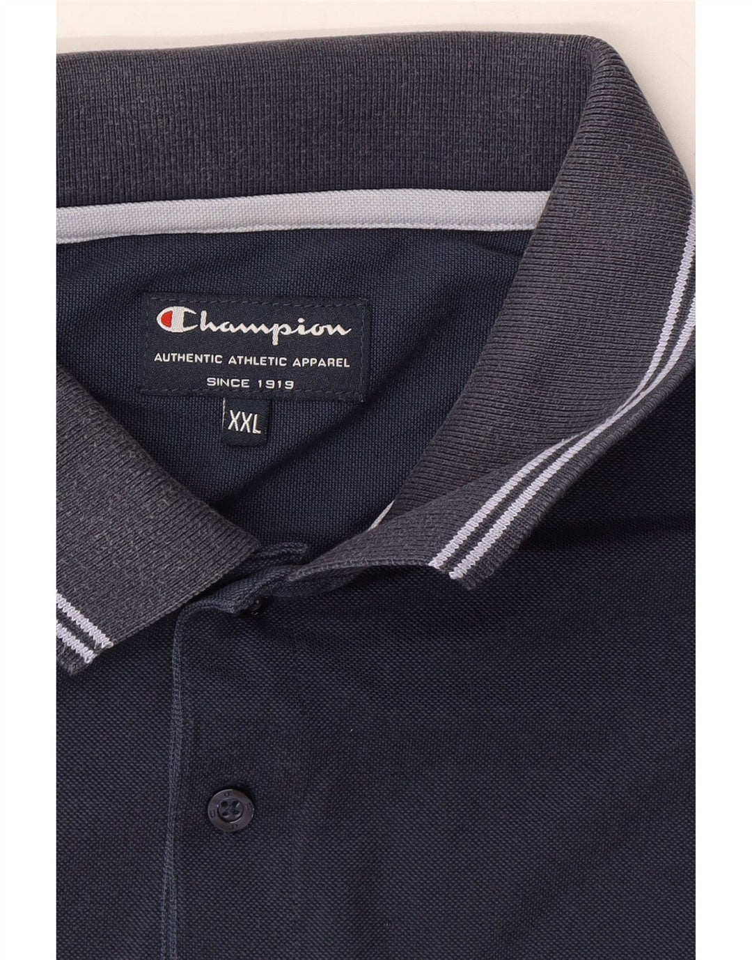 CHAMPION Mens Polo Shirt 2XL Navy Blue Cotton Vintage Champion and Second-Hand Champion from Messina Hembry 