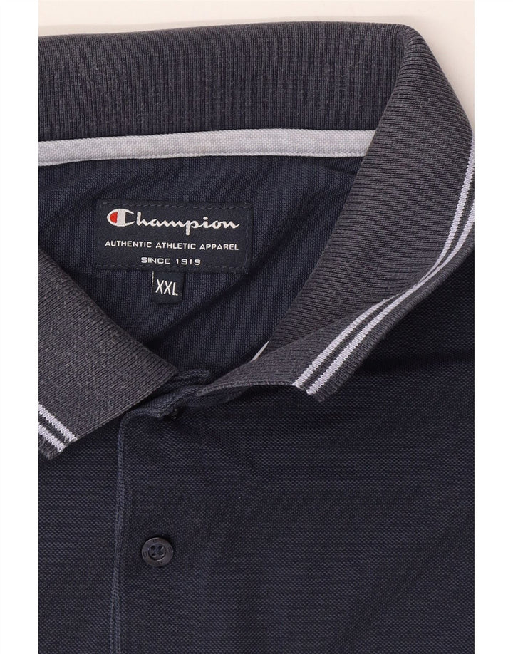 CHAMPION Mens Polo Shirt 2XL Navy Blue Cotton Vintage Champion and Second-Hand Champion from Messina Hembry 
