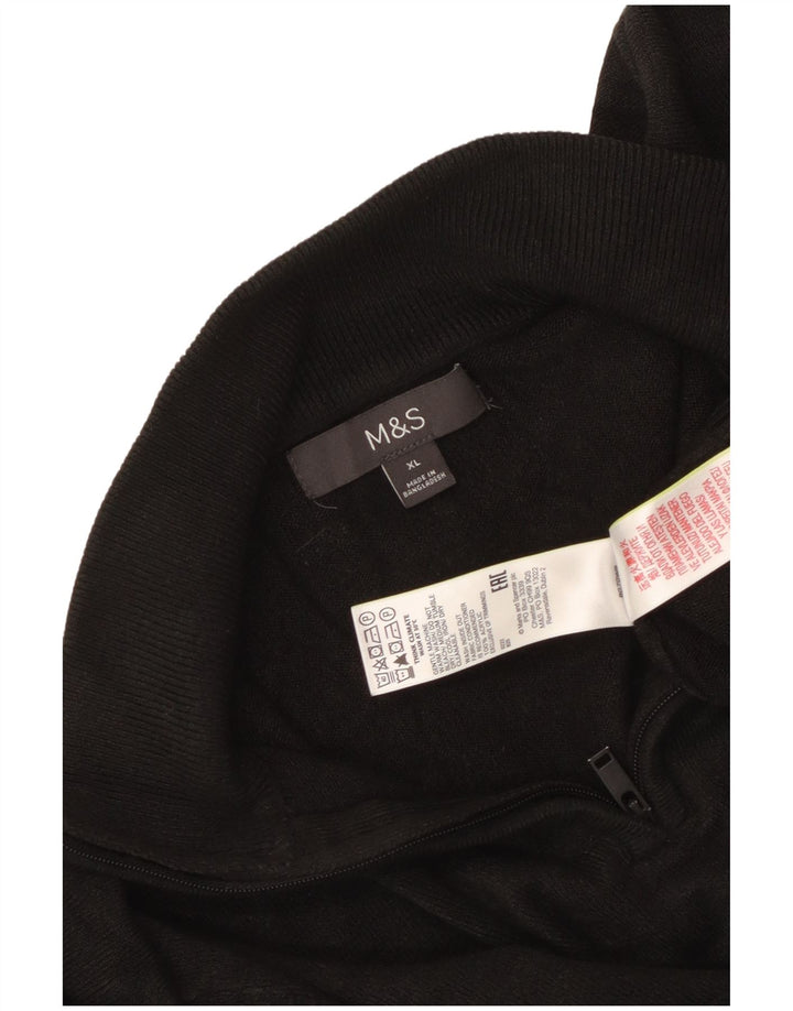 Marks & Spencer Herre Zip Neck Jumper Sweater XL Sort Akryl