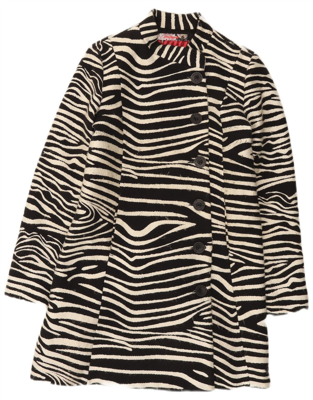 Desigual Dame Overfrakke EU 42 Stort sort dyreprint