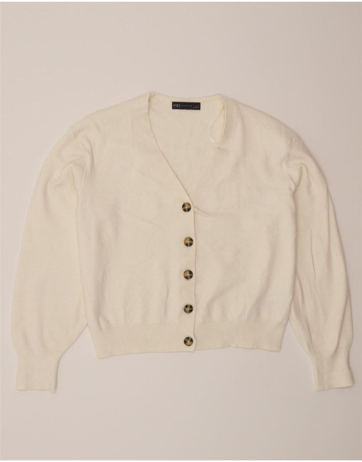Marks & Spencer Dame Cardigan Sweater UK 14 Medium Off White Viscose