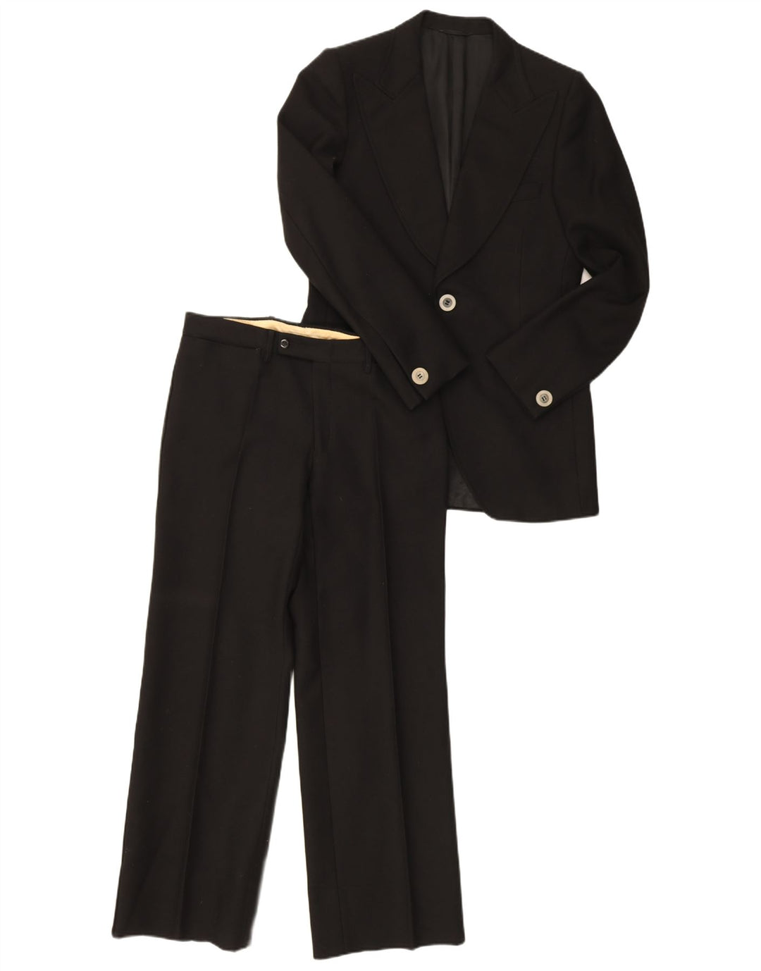 Facis Dame 1 knap 2 stykke jakkesæt IT 48 Medium W30 L29 Sort Uld