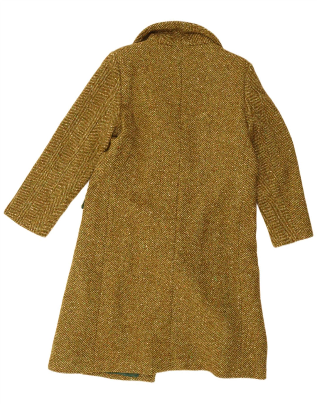 Vintage Dame Dobbeltradet Frakke UK 14 Large Khaki Sildeben